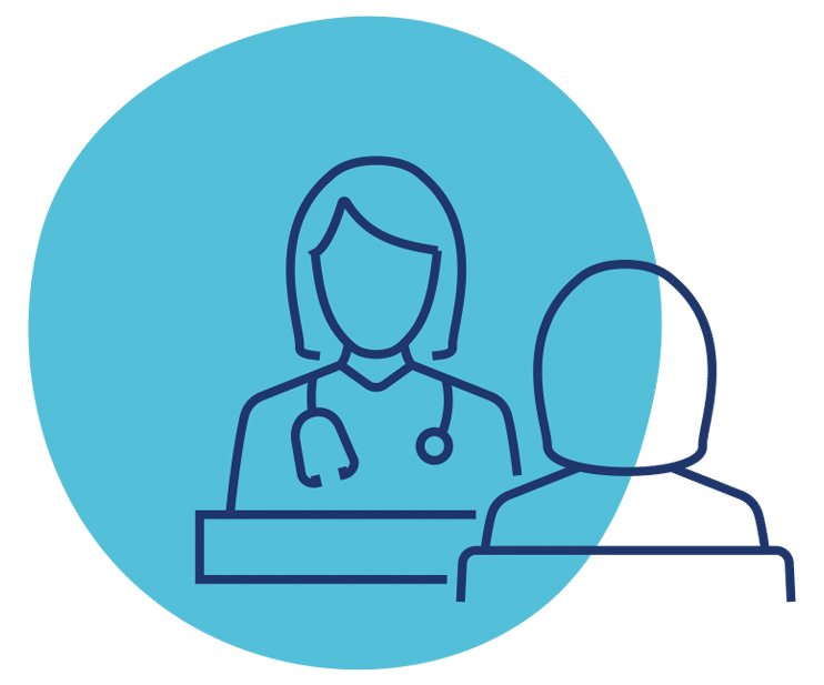 Doctor with patient icon