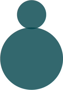 An abstract icon of one small circle stacked on top of a bigger circle