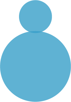 An abstract icon of one small circle stacked on top of a bigger circle