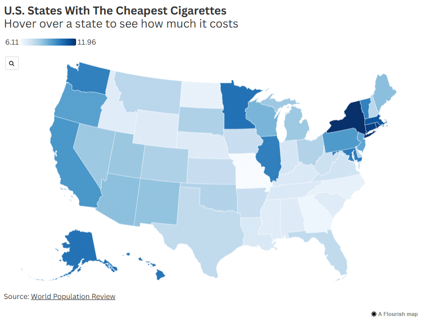 which state has cheapest cigarettes Press | Newsweek: Map Shows States With Cheapest Cigarettes